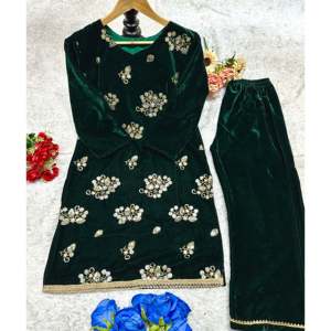 Ensemble de costume de soirée élégant pour femmes avec haut et bas brodés - Product Image 1