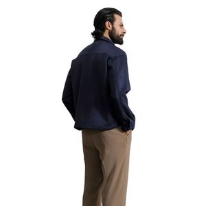 <b>Men</b> Navy Blue Utility Jacket Long Sleeve Button Closure Classic Collared Overshirt Modern Streetwear Fashion Clothing - Product Image 6