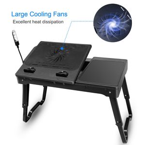 Table pliable pour ordinateur portable avec ventilateur de refroidissement, lumière LED, 4 ports USB, plateau de petit-déjeuner ou de collation – Bureau pour lit ou utilisation avec ordinateur portable - Product Image 5