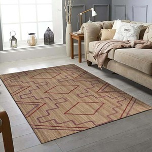 Southwestern Tribal Jute Area <b>Rug</b> Beige Purple Jute <b>Rug</b> Geometric Jute Carpet <b>Boho</b> Native Pattern Living Room Bedroom Decor <b>Rug</b> - Product Image 1