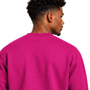 Sweat-shirt rose fuchsia pour homme, col rond, manches longues, pull décontracté en polaire, logo personnalisé, streetwear, vêtements de sport d'hiver, vente en gros - Product Image 4