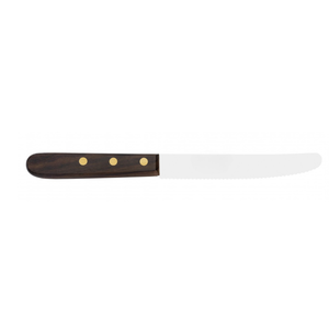 Cuchillos Clásicos para Carne con Mango de Madera Oscura, Hoja de Acero Dentada con Punta Redondeada y Remaches de Latón para Restaurantes y Corte de Carne - Product Image 1