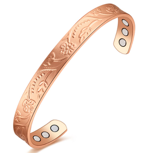 Premium Heritage Floral Accent Metallic Therapy Bracelet Fashionable Metal Jewelry Exquisite Design - Product Image 1