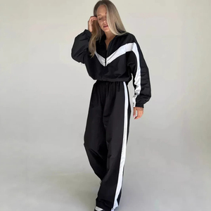 OEM <b>Women</b>’s Color Block Tracksuit Set – Zip-Up <b>Jacket</b> & High Waist Pants Casual Athleisure 2-Piece Outfit tracksuit for <b>women</b> - Product Image 6
