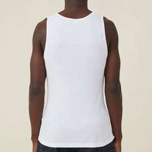 Camiseta sin mangas acanalada para hombre, cuello redondo, chaleco liso, camiseta interior básica de algodón, ropa deportiva informal, camiseta sin mangas para fitness para hombre - Product Image 5