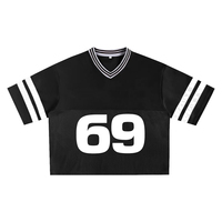 T-shirts en maille à col en V à séchage rapide, coupe ample et courte, style décontracté, en tissu tricoté, type maillot de baseball