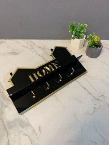 Creative House Shape Black And White <b>Key</b> Holder <b>Hook</b> Perfect For Rental Home Friendly <b>Wall</b> Decor With Utility Purpose From India - Product Image 3