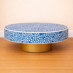 Mesa de Centro Redonda de Diseño Ecológico con Incrustaciones de Hueso, Hecha a Mano con Decoración de Muebles Modernos Multifuncionales - Product Image 2