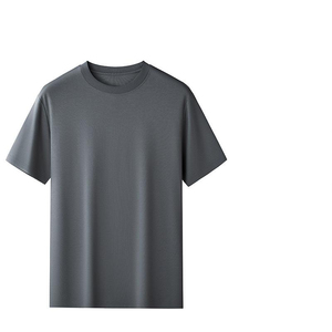 Camiseta de Manga Corta para Hombre, Cuello Redondo, Color Azul Sólido, Ajuste Perfecto, Tejido de Punto Jersey, Algodón Transpirable de Secado Rápido, 220g, Diseño Liso - Product Image 3