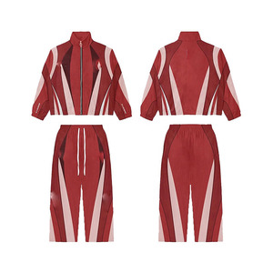 Ensemble de survêtement pour homme en tissu polaire style coupe-vent à col montant, pantalon de survêtement et veste avec cordon de serrage ajustable à la taille - Product Image 6