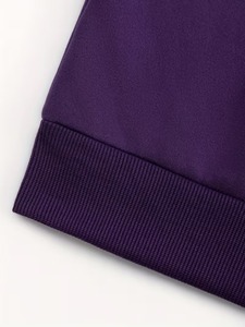 Sudadera con capucha morada gruesa de otoño-invierno con cremallera, hombros caídos, estilo crop, estampado personalizado, básica, de algodón para mujer - Product Image 5