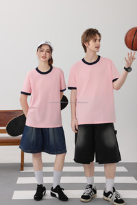 Camiseta de algodón con estampado de timbre para hombre y mujer, camisetas de cuello redondo con bloqueo de Color a la moda, diseño personalizado, material de algodón 100% - Product Image 2