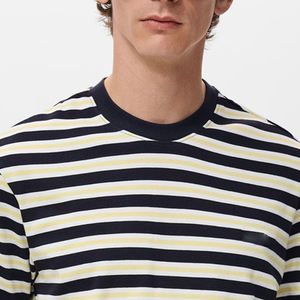 Camiseta de moda para hombre para actividades al aire libre con diseño a rayas, cuello redondo, costuras de alta calidad a precio económico, ideal para uso casual en verano. - Product Image 2