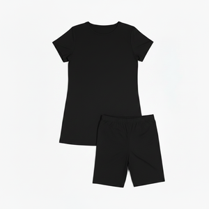 Women's 2 Piece Long Top Short <b>Set</b> Custom Logo <b>Embroidery</b> Printed Pattern Spandex Polyester Casual Summer Eco-Friendly - Product Image 1