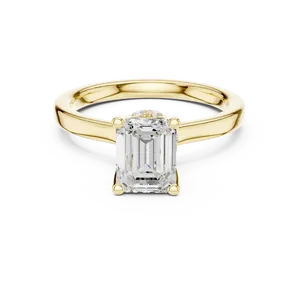 Anillo de Oro Sólido con Halo Oculto y Diamante Creado en Laboratorio con Corte Redondo Imperial Emerald Touch, Unisex, de Lujo - Product Image 1