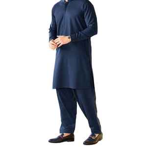 Conjunto de Shalwar Kameez para Hombre, Estilo Islámico Casual, Talla Grande, Transpirable, Algodón/Poliéster, para Todas las Temporadas, Venta al Por Mayor - Product Image 1