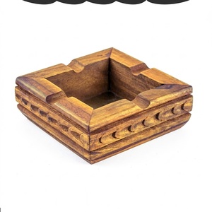 Cendrier rustique en bois de frêne, cendrier en bois naturel avec bord en écorce, fait main, vintage, accessoires de décoration de table pour la maison - Product Image 6