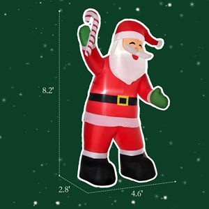 Babbo Natale Gonfiabile con Bastoncino di Zucchero, Luci LED 8FT, Decorazione Natalizia da Esterno per Giardino, Gonfiabile con Display - Product Image 3