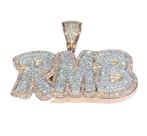 Colgante de Lujo con Letra RMB en Forma de Diamante, Joyería Hip Hop con Moissanita, Amuleto Personalizado con Nombre Brillante - Product Image 5