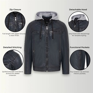 Veste de motard en cuir véritable de haute qualité pour homme, manteau décontracté de style motard, service d'échantillonnage disponible, directement de l'usine - Product Image 1