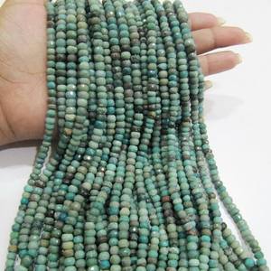 Perles de chrysocolle naturelle facettées rondes de 5 mm, vendues par brin de 13 pouces de long - Product Image 4