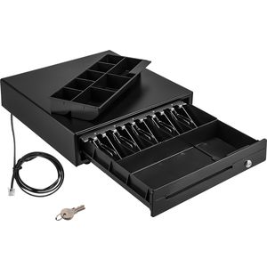 Cassetto Registratore di Cassa da 16 Pollici 12V per Sistema POS, Vassoio Portamonete 5 Banconote 8 Monete, Scomparto Monete Mobile, 2 Chiavi Incluse, Cassetta RJ1 - Product Image 1