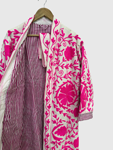 Veste en velours brodée de fleurs, col mandarin, manches longues, style Prairie Chic, grande taille, vêtements d'hiver pour femmes - Product Image 6