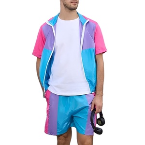 Ensemble de survêtement en nylon coupe-vent de haute qualité pour hommes, ensemble uni d'été de coupe décontractée, court respirant, grande taille, 2026 - Product Image 6