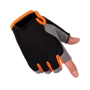 Gants de sport demi-doigts Geo Brothers en vinyle et maille respirante, légers, pour entraînement fitness, unisexe, noir, orange, gris, fermeture à enfiler - Product Image 1
