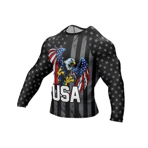USA Printed Designs Custom Made MMA <b>Rash</b> <b>Guards</b> High Quality OEM Sublimation Printing Fitness No Gi Jiu Jitsu <b>Rash</b> <b>Guards</b> - Product Image 2