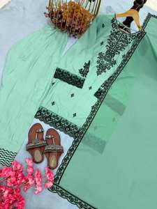 Ensemble haut et palazzo en satin de soie moderne de haute qualité BLOSSOM FABRIC, séchage rapide, pour femme, tenue de soirée, avec dupatta et broderies magnifiques - Product Image 2