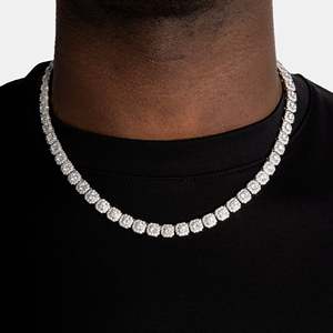 Chaîne tennis ronde taille brillant 6 mm, plaqué or 18 carats, argent sterling 925, collier hip-hop diamant pour mariage et anniversaire - Product Image 1