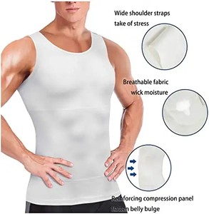Men's <b>White</b> O-Neck Compression <b>Tank</b> <b>Top</b> Breathable Knitted Solid Color Casual Sleeveless Shirt O-Neck Men's <b>Tank</b> <b>Top</b> - Product Image 2