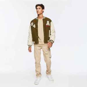 Bulk Wholesale Custom Wool Canvas Varsity Letterman Jackets with Stand Collar and Front Logo OEM - Product Image 5