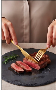 Ensemble de couverts dorés avec finition miroir haute brillance, design moderne pour la mise en place de la table de mariage, couverts en métal compatibles lave-vaisselle - Product Image 4