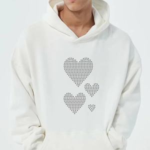 Sudadera con Capucha de Diseño para Hombre, 100% Algodón, Estilo Casual, con Pedrería Brillante, Ropa Urbana de Invierno, Transpirable y Personalizable - Product Image 1