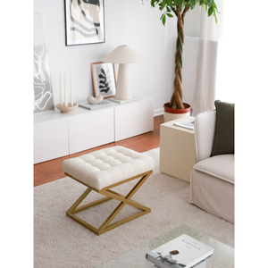 Premium Quality Iron Frame Fabric Seat <b>Stool</b> Durable Metal Base Upholstered Foot Rest Ottoman <b>Stool</b> for Home <b>Office</b> and Hotels - Product Image 5