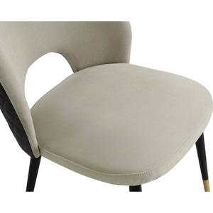 Modern Luxury Velvet Upholstered <b>Dining</b> <b>Chair</b> Two Tone Solid Wood Legs Brass Tips Accent <b>Chair</b> for Hotel Restaurant - Product Image 5