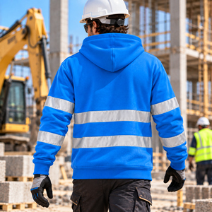 Sudadera de seguridad reflectante de alta visibilidad, sudadera de trabajo de manga larga para trabajadores de la construcción, forro cálido - Product Image 3