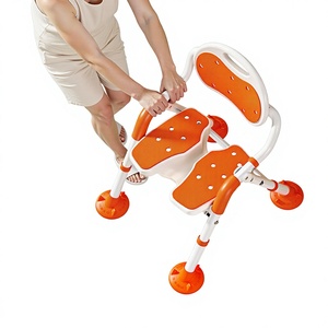 KS Folding <b>Bathroom</b> <b>Stool</b> For Seniors Non Slip Aluminum Alloy With Suction Cups Shower Seat Cushion Orange - Product Image 3