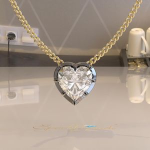 Georgian Cut Set Moissanite Pendant 14K Gold IGI Certified Rhinestone Plated Luxury Christian Style Necklace - Product Image 1