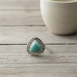 Vintage Amazonite Teardrop <b>Ring</b> for Women 925 Sterling Silver Rose Gold Plated Boho Gemstone Adjustable Handmade <b>Statement</b> <b>Ring</b> - Product Image 1