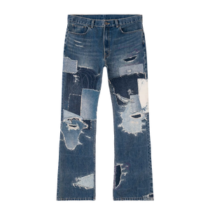 Jeans en denim pour homme 2026 de haute qualité, coupe évasée, noir délavé, imprimé, effet usé, style streetwear hip-hop Y2K, OEM ODM, en coton - Product Image 5