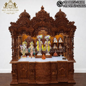 Buy Teak Wood Home Temple/<b>Mandir</b> Designer Door Temple with Natural Teak Wooden Polish Elegant Home Temple Designs - Product Image 3