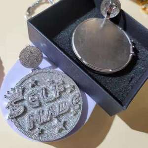 Moissanite VVS Hiphop Iced Out Round & Baguette Cut Letter Cluster <b>Charm</b> Pendant Men Women 925 Sterling <b>Silver</b> - Product Image 5