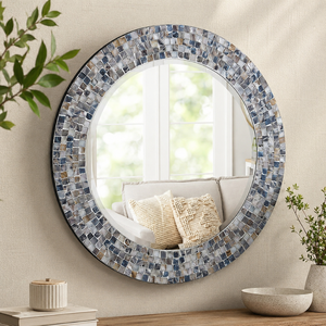 Espejo de Pared Ecológico Hecho a Mano con Incrustaciones de Concha de Madreperla Orgánica Tradicional, Mosaico Decorativo para Dormitorio o Boda - Product Image 4