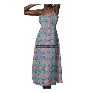 Nouvelle Robe d'été chic bohème à imprimé floral, bretelles spaghetti, sans manches, en coton, style plage, tendance estivale - Product Image 2