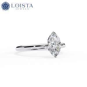 Anillo de compromiso con diamante cultivado en laboratorio, corte marquesa, diamante creado en laboratorio con certificado IGI, anillo solitario de oro con diamante cultivado en laboratorio - Product Image 1