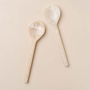 Ensemble de bols en résine polie faits à la main MN EXPORTS avec cuillère et fourchette de service, design classique, écologique, 0,7 kg, pour le service de repas de mariage - Product Image 6