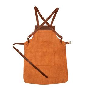 Tablier en cuir marron avec bretelles réglables et plusieurs poches pour chef cuisinier, barista, etc. - Product Image 2